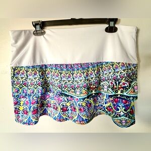Lucky in Love Women's White Skirt with Multicolor Floral Border, XL